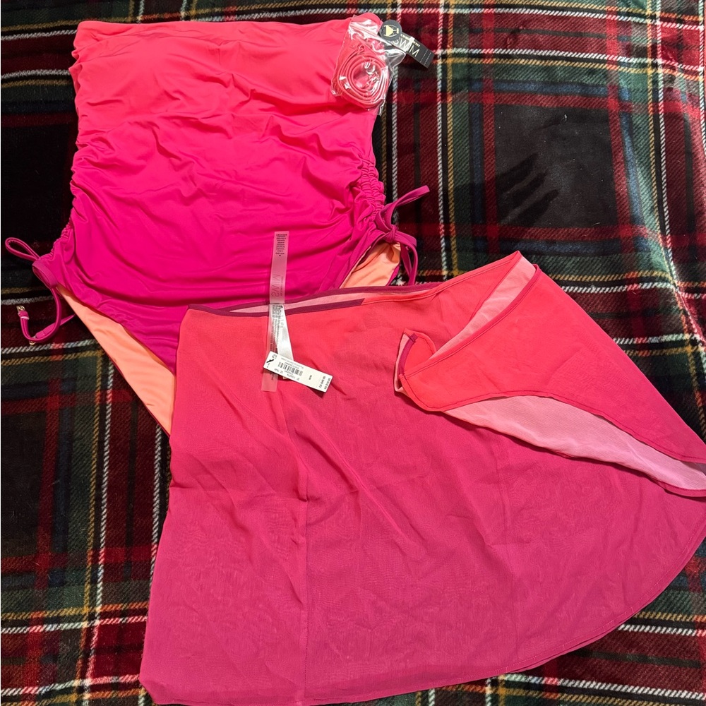 Victoria's Secret Pink and Orange suit with matching wrap